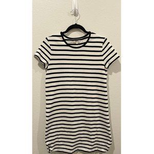 MADEWELL Black And White Striped Mini Dress